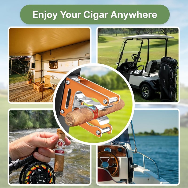 INHOZO Magnetic Cigar Holder for Golf Cart – Ultimate Golf Accessory for Cigar Lovers, Sturdy Aluminum Alloy and No Scratch Design,Secure Hold Without Falling,Cigar Accessories & Gift for Men – Orange - Image 5